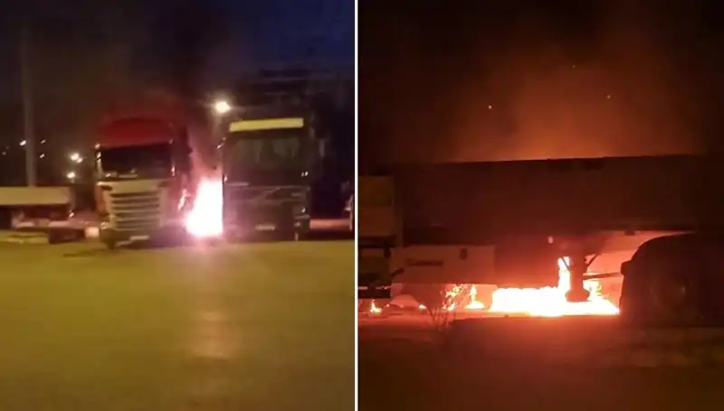 Park Halindeki Tırlara Gelen Alevler, Şehirde Panik Yarattı